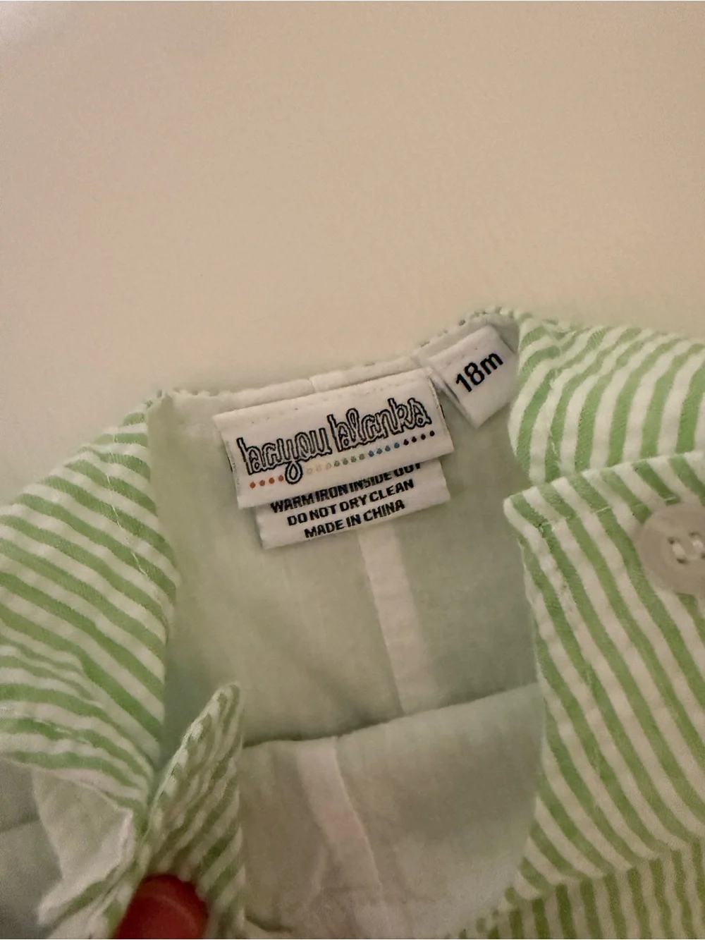 Green Seersucker Baby Romper by